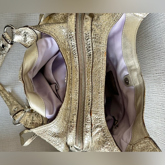 Coach Metallic Crocodile Textured Satchel - Picture 7 of 11